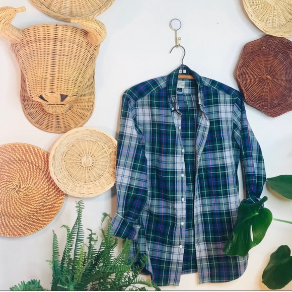 J. Crew Tops - vtg vsco J.Crew Tartan Cotton Button Up Popover